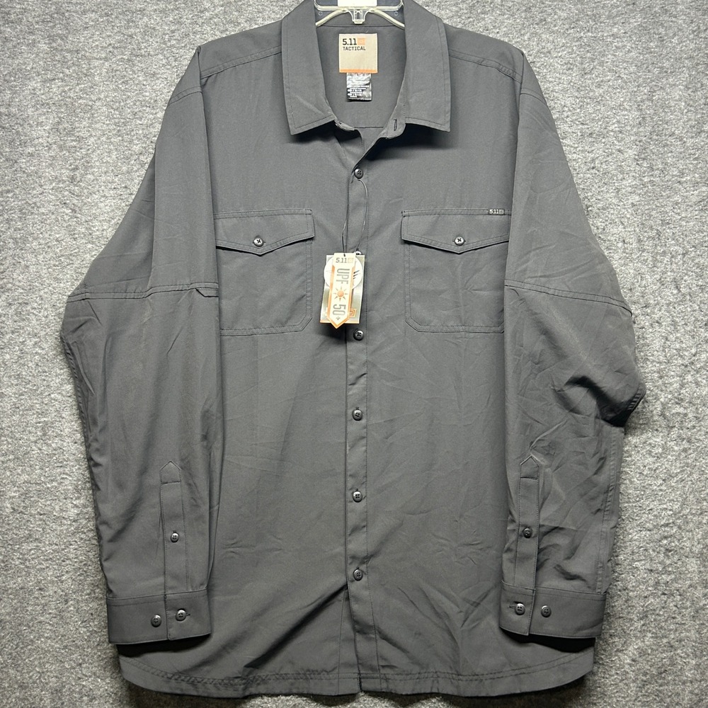 5.11 Tactical Men's Long Sleeve Marksman‎ Shirt 2XL Gray UPF 50+ Sun Protection